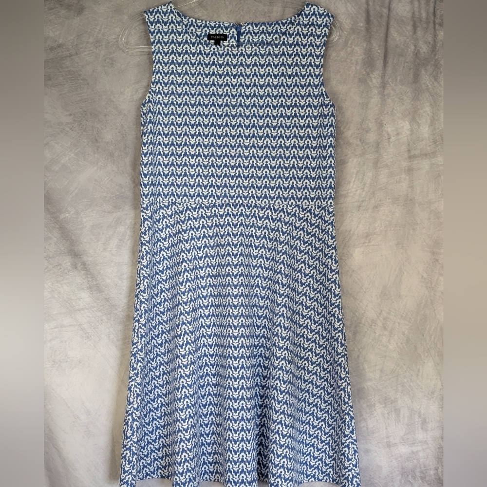Talbots Large Knit Dress Blue And White Pattern